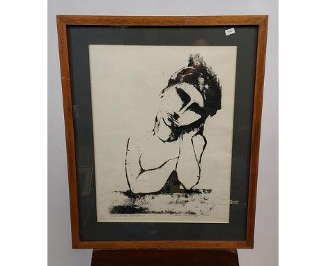 Lesley MacWeenyMonochrome Lithograph titled 'Girl at the window' [Frame 58x47cm] 