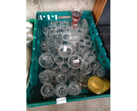 Large box of Vintage and Victorian crystal and glass ware 