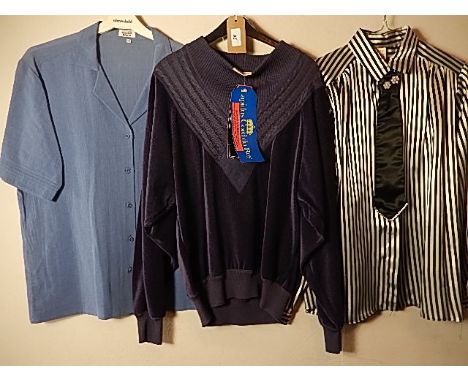 A vintage Rodier Paris size 12 blouse, a vintage 1980's Etam shirt and tie with diamante decoration size 12  and a Lapidus ju