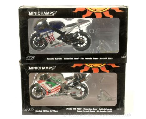 Minichamps (1/12th scale) - "Valentino Rossi" Yamaha YZR-M1 "First Yamaha Team 2008" and Honda VTR1000 "Suzuka 2000" - condit