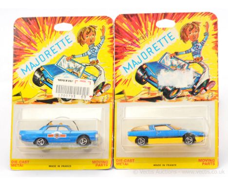 Majorette a pair of blister card issues to include; 216 "Police" Car - metallic blue, amber roof light, black plastic aerial,
