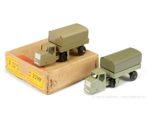 Dinky 33w Mechanical Horse with Trailer - a pair (1) light grey including trailer, dark grey metal tilt, black ridged hubs an