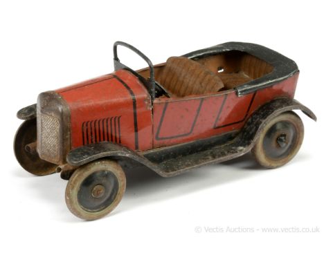 JEP (France) Tinplate Open Tourer - finished in dark red, black including tonneau &amp; separate windscreen - overall conditi