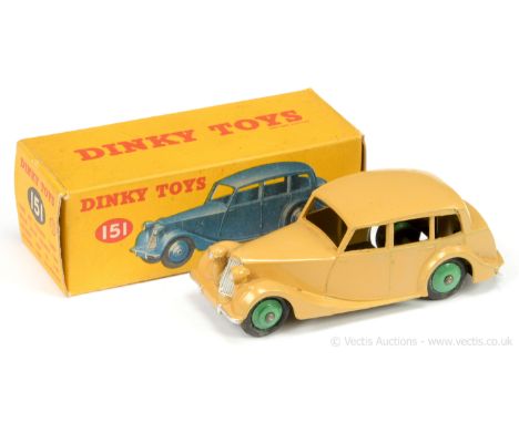 Dinky 151 Triumph 1800 Saloon - tan body, silver trim, mid-green ridged hubs with smooth tyres (small baseplate lettering) - 