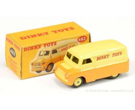 Dinky 482 Bedford "Dinky Toys" Delivery Van - two tone yellow, ridged hubs with smooth tyres - Excellent (very small mark to 