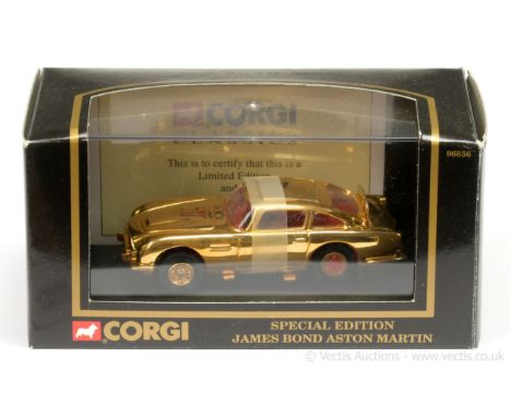 Corgi 96656 "James Bond" - Aston Martin DB5 (1/43rd scale) - this 1995 Issue is gold plated with red interior &amp; tyre slas