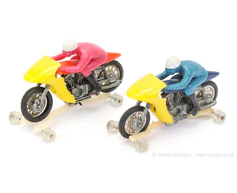 Hot Wheels (Mattel) RRRumblers Rip Snorter - a pair (1) red plastic seat and tank, yellow fairing, pink rider with white helm