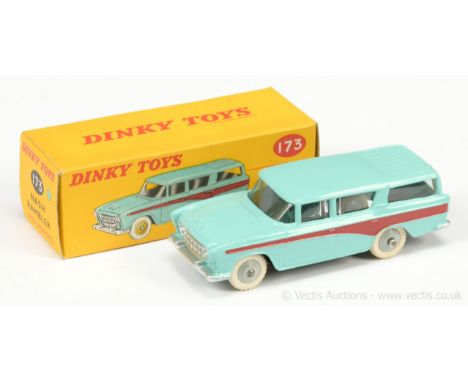 Dinky 173 Nash Rambler - turquoise, maroon side flashes, silver trim, grey ridged hubs with white treaded tyres - Excellent P