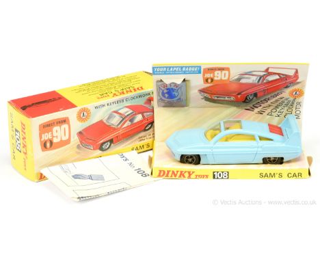 Dinky 108 "Joe 90" - Sam's Car - finished in powder blue, red engine cover, lemon interior, cast hubs - Excellent Plus a love