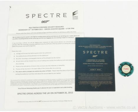 "James Bond" a group of "Spectre" related to include; Official Invite Letter 21st October 2015 Odeon Leicester Square (A4) al