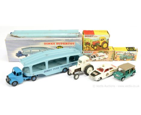Dinky 982 Bedford Pullmore Car Transporter - mid-blue cab with ridged hubs, light blue transporter with Supertoy hubs - overa