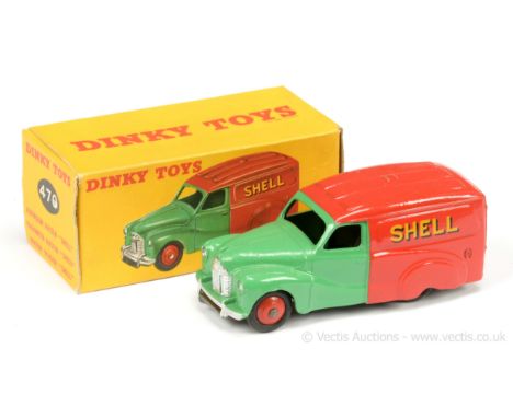 Dinky 470 Austin "Shell / BP" Delivery Van - two-tone green, red including ridged hubs with smooth tyres - Good Plus to Excel