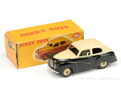 Dinky 161 Austin Somerset Saloon - two-tone black, light beige including ridged hubs with treaded tyres, silver trim (161 lar