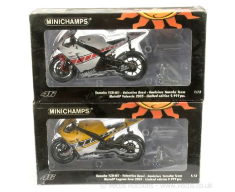 Minichamps (1/12th scale) - "Valentino Rossi" Yamaha YZR-M1 "Valencia 2005" - (Ltd 9999) and another "Laguna Seca 2005" - (Lt