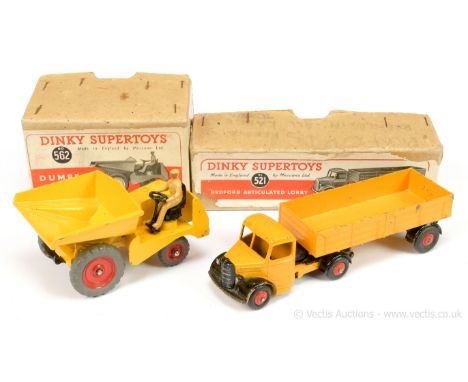 Dinky 521 Bedford Articulated Lorry - yellow, black, red including ridged hubs with smooth and treaded tyres - Fair including