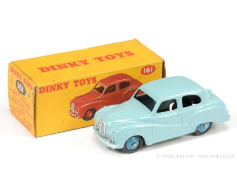 Dinky 161 Austin Somerset Saloon - light blue with silver trim, mid-blue ridged hubs with smooth tyres - Good Plus to Excelle
