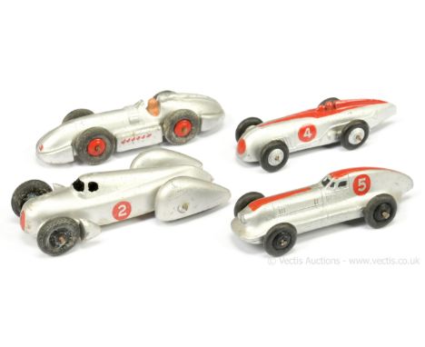 Dinky Racing Cars a group of 23 Series to include; 23a - silver including ridged hubs. red flashes &amp; racing number 4; 23b