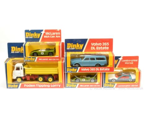 Dinky Group to include 122 Volvo 265DL Estate - blue, brown interior, Speedwheels; 189 Lamborghini Marzal - dark metallic aqu