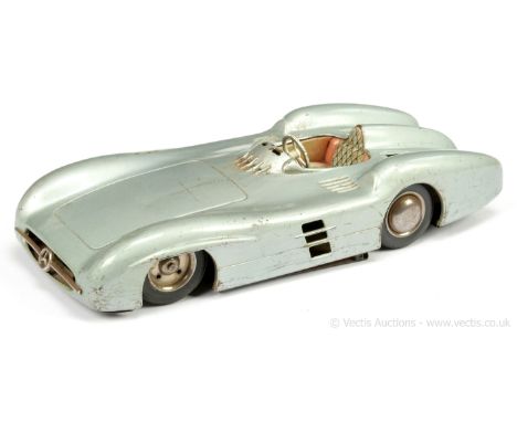 JNF (Western Germany) Large Tinplate Mercedes Silver Arrow Racing Car - Friction Drive Motor - this example is generally Fair