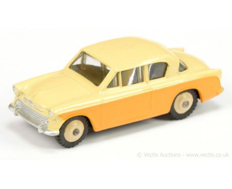 Dinky 166 Sunbeam Rapier Saloon - tow-tone cream, yellow with silver trim, light beige ridged hubs with treaded tyres - Excel