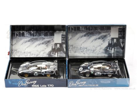 GMP (1/43rd scale) "Dan Gurney" Lola T70 1966 - blue, white, racing number 30 &amp; another but 1967 - conditions are general