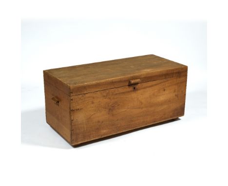 Betty Joel (1894-1985)  Trunk teak with dovetail joints, raised on feet with inset ball castors 11cm x 50cm, 50cm high  Prove