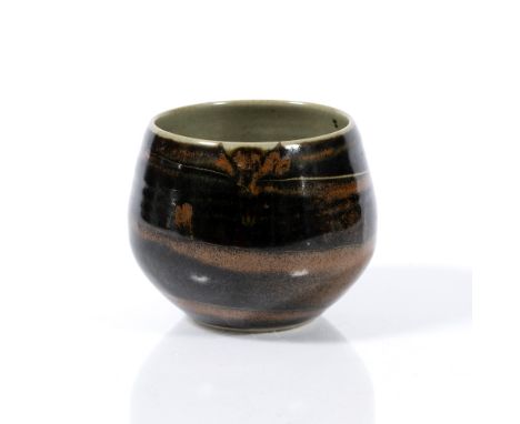 Attributed to David Leach (British, 1911-2005) Deep sided bowl mottled tenmoku over iron brown glaze 11cm high