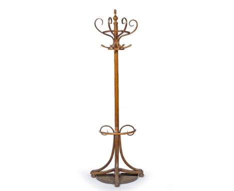 Thonet  Bentwood coat rack with stick stand original metal tray  210cm high