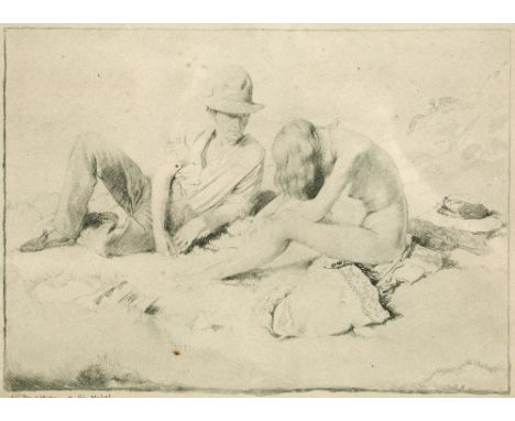 William Orpen (1878-1931)   "The Draughtsman and His Model", 1910 lithograph signature title and date to margin framed and gl