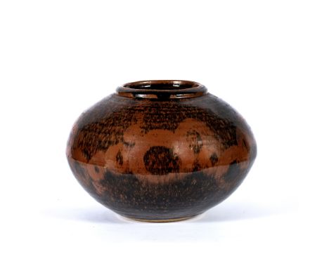 Attributed to David Leach (British, 1911-2005) Large vase mottled tenmoku over iron brown glaze 22cm high