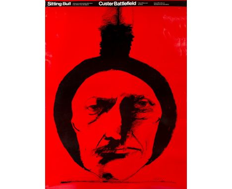 After Leonard Baskin (1922-2000)  "Sitting Bull, Custer Battlefield" poster, c1970 offset lithograph unframed, 74cm x 99cm