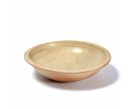 Jim Malone (British, 1946) Large stoneware bowl incised decoration, cream glazed  potters marks to underside  34cm across