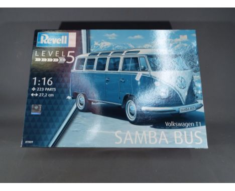 Revell - a 1:16 scale boxed kit, Volkswagen T1 Samba (mini)Bus level 5, #07009, in factory sealed original box