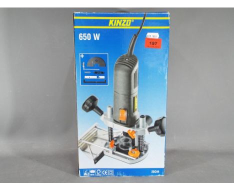 Kinzo - a hand held or bench mounted router with accessories and manual, # 25C44, boxed