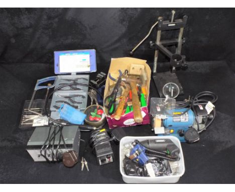 A large quantity of hand tools, power tools, and equipment suitable for use in model engineering / model making purposes. 