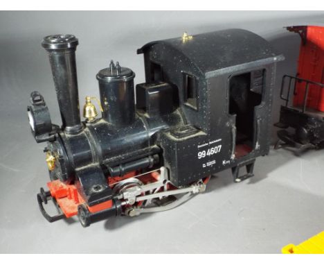 Lehmann - An unboxed Lehmann G Gauge 0-4-0 Tank Engine Op.No.994607 with three items of Lehmann G Gauge Rolling stock. All it