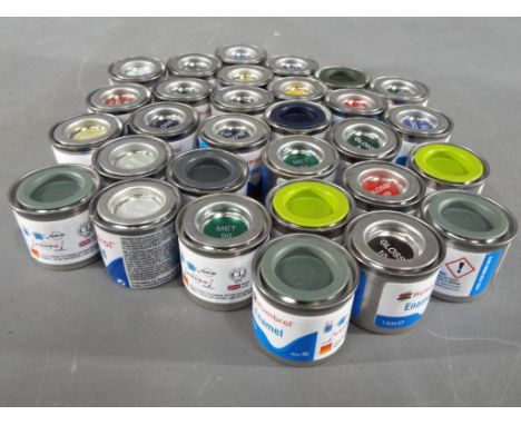 Humbrol - 30 tins of Enamel paint for model makers, unused surplus retail stock 