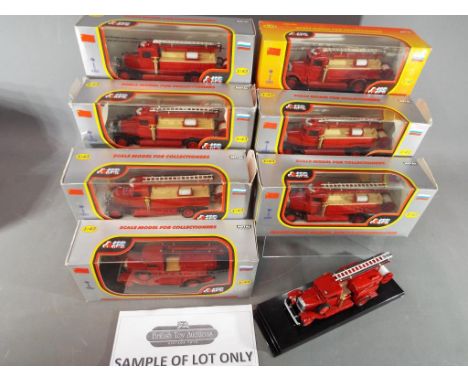 LOMO-AVM (USSR) - Eight 1:43 scale diecast model motor Fire Tenders contained in original window boxes, models appear M or NM