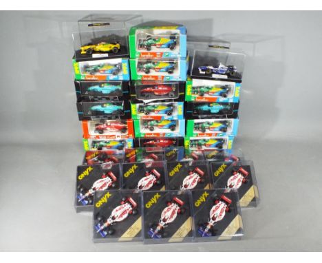 ONYX - 28 boxed 1:43 scale diecast F1 racing cars by Onyx. Lot includes #030  Benetton - Emanuelle Pirro ; #288 Forti Ford - 