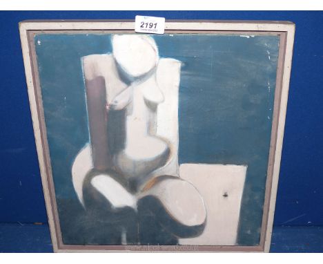 A framed mixed media on canvas depicting abstract nude by Welsh artist Roger Cecil (1942-2015), signed lower left.  Inscripti