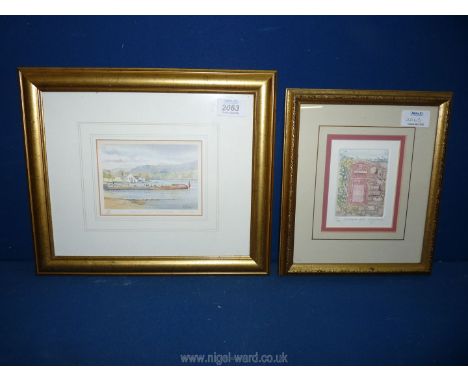 A limited edition Print no. 72/100 of Bowness-on-Windermere, signed K. Burton, 13'' x 10 1/4'' high plus another limited edit