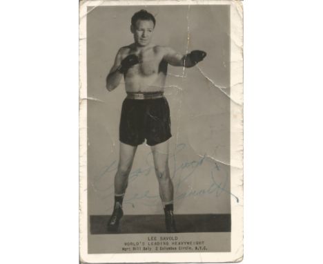 Boxing Lee Savold signed 6x4 black and white vintage photo. Lee Savold , born Lee Hulver March 22, 1915 - May 14, 1972, was a