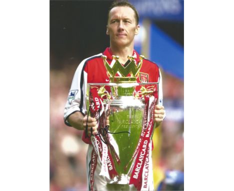 Football Lee Dixon signed 12x8 colour photo pictured with the premier league trophy while playing for Arsenal. Lee Michael Di