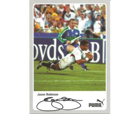 Rugby Union Jason Robinson signed 6x4 colour Puma promo photo. Jason Thorpe Robinson OBE , born 30 July 1974, is an English f