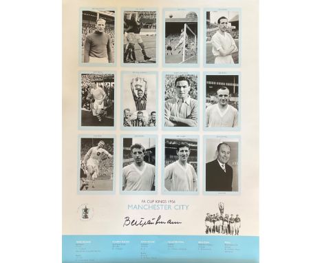 Football Bert Trautman signed 23x16 Manchester City FA Cup Kings 1956 limited edition big blue tube montage team print no 438