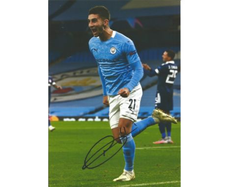 Football Ferran Torres signed 12x8 colour photo pictured celebrating while playing for Manchester City. Ferran Torres García 