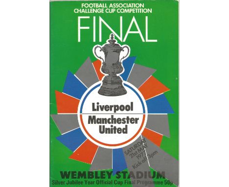 Football Liverpool v Manchester United vintage programme 1977 FA Cup Final Wembley Empire Stadium. Good condition. All autogr