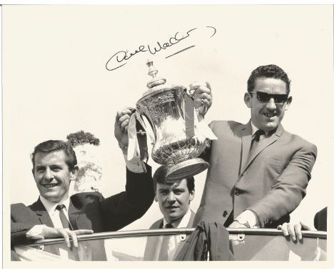 Football Dave Mackay signed 10x8 black and white photo pictured with the FA Cup while captain of Tottenham Hotspur. Good cond