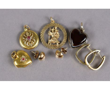 An Edwardian 15ct. gold hear-shaped pendant locket set small ruby &amp; rose diamonds, Birmingham hallmarks for 18901 (3.6 gm