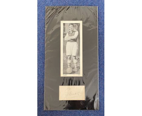 Football, Ted Drake vintage 18x9 matted signature piece featuring a black and white newspaper photograph and caption picturin